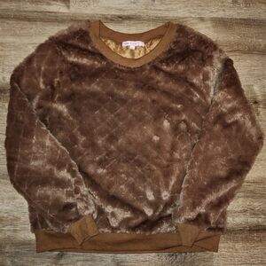 Brown Fuax Fur Crave Fame Sweatshirt